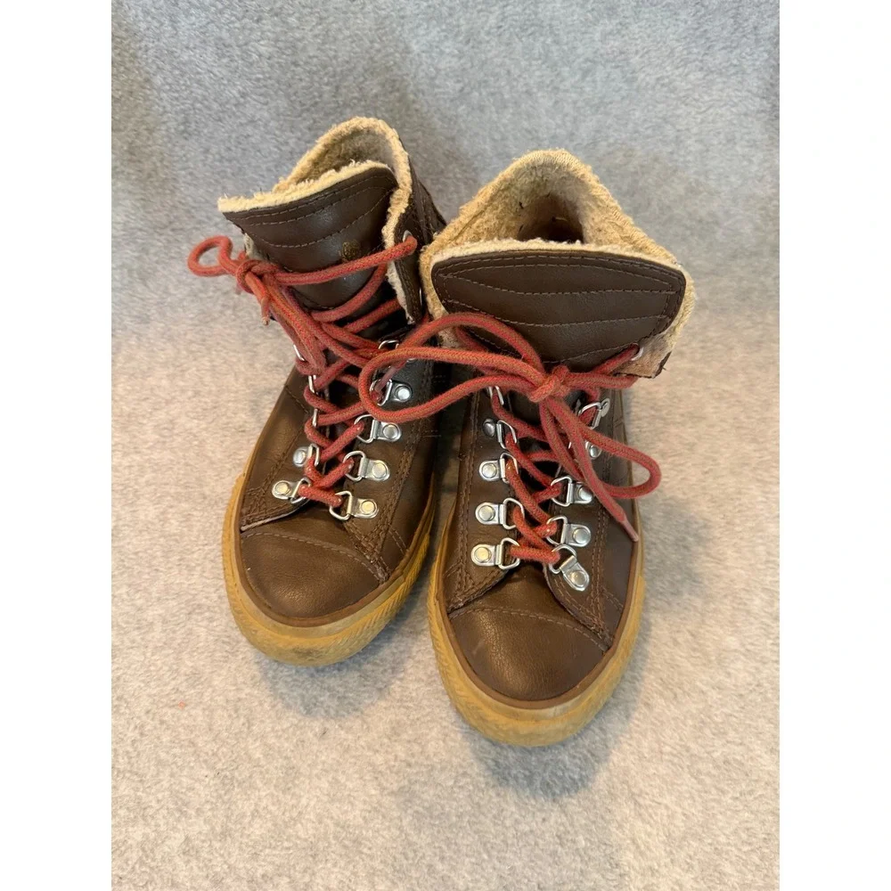 Converse Chuck Taylor All Star Hiker Boots Brown Leather Fleece Lined Junior 3
